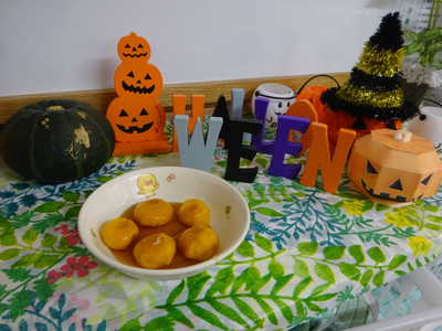  種を取ったかぼちゃはかぼちゃもちに…💗