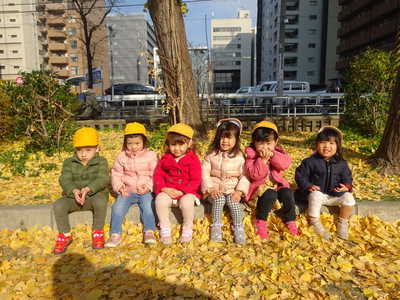  いちょうのじゅうたんだー😄💗